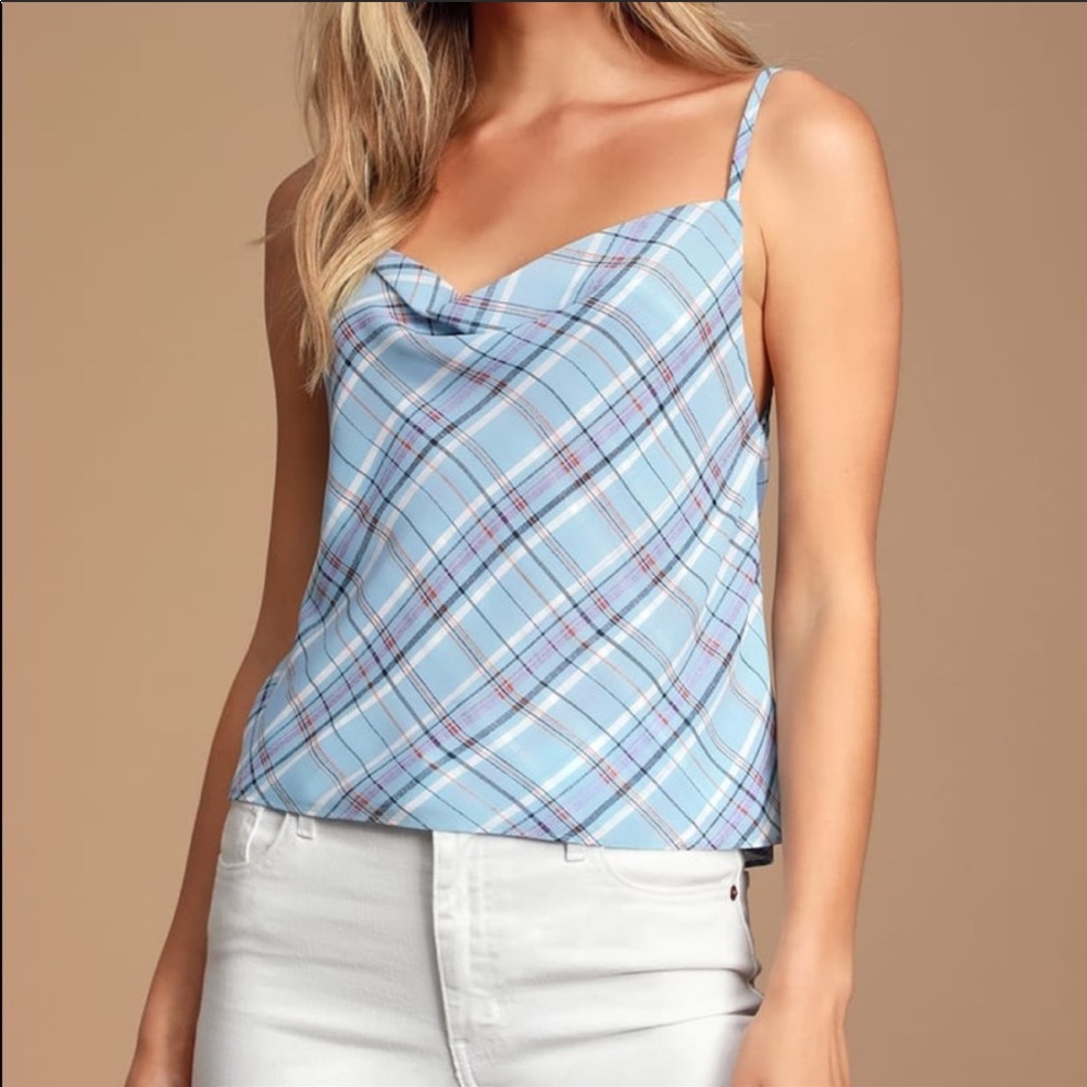 LULUS Plaid Sleeveless Top Blouse - NWT